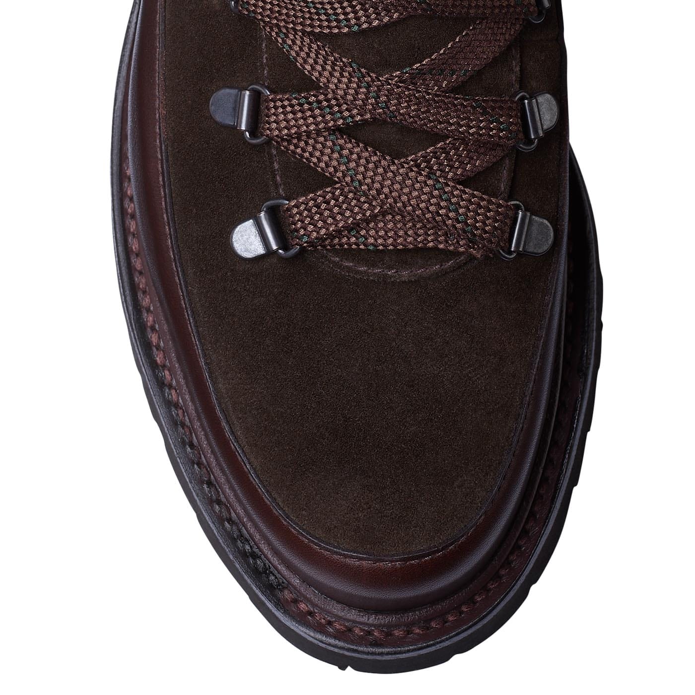 Annie Dark Brown Wax Calf & Earth Green Suede - Image 4