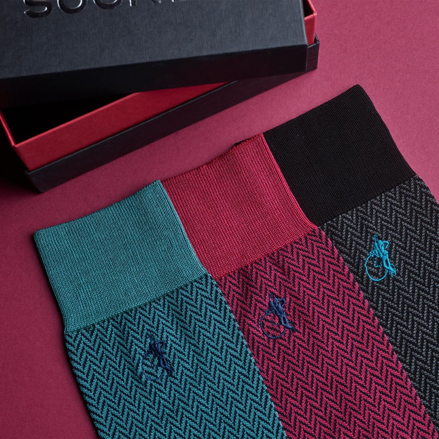 Herringbone Socks - 3 Pair Gift Box - Image 2