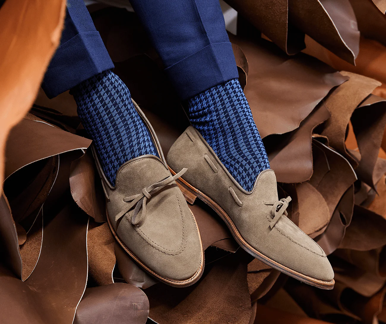 Houndstooth Socks - Blue - Image 4