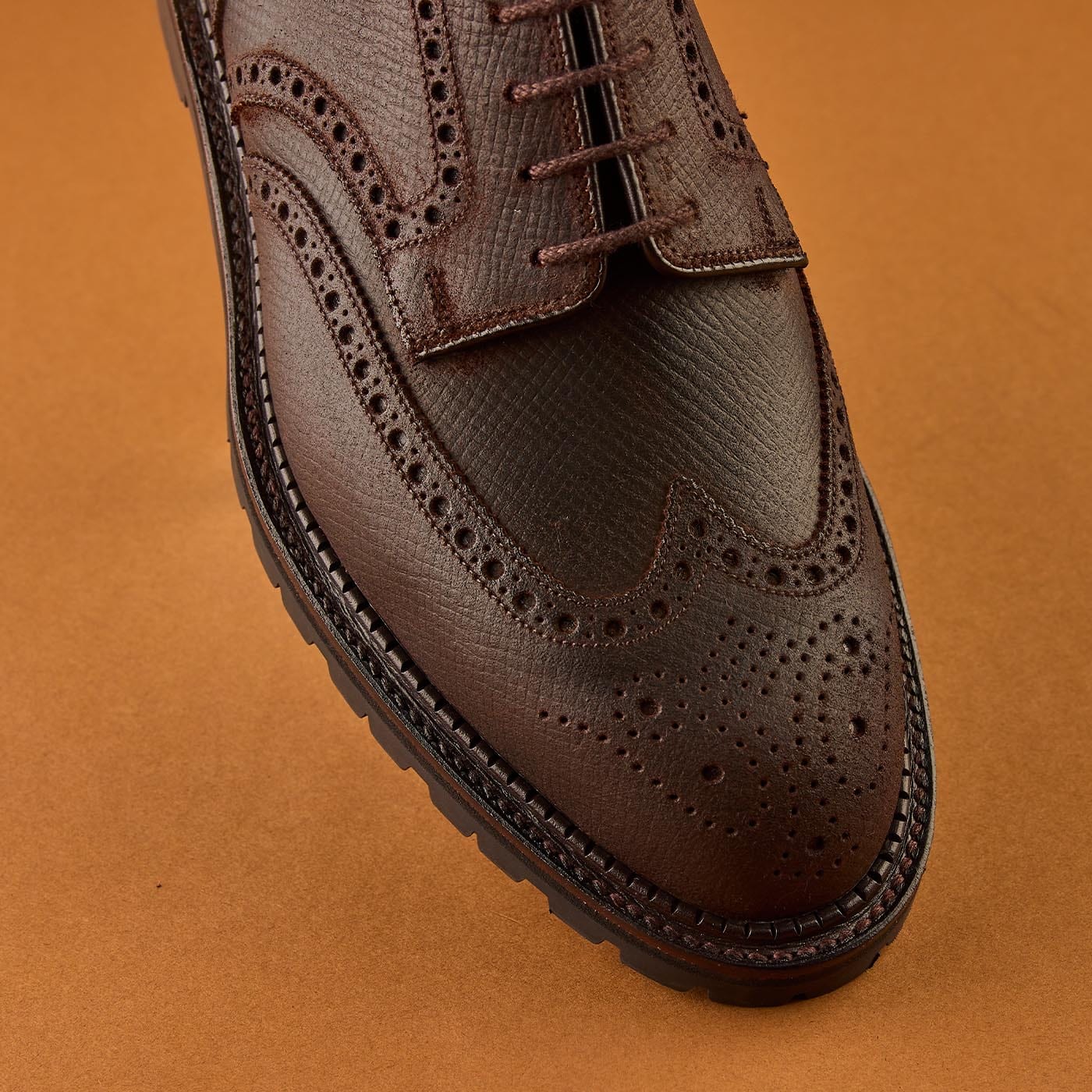 Pembroke Dark Brown Hatch Grain Rough-Out Suede - Image 5