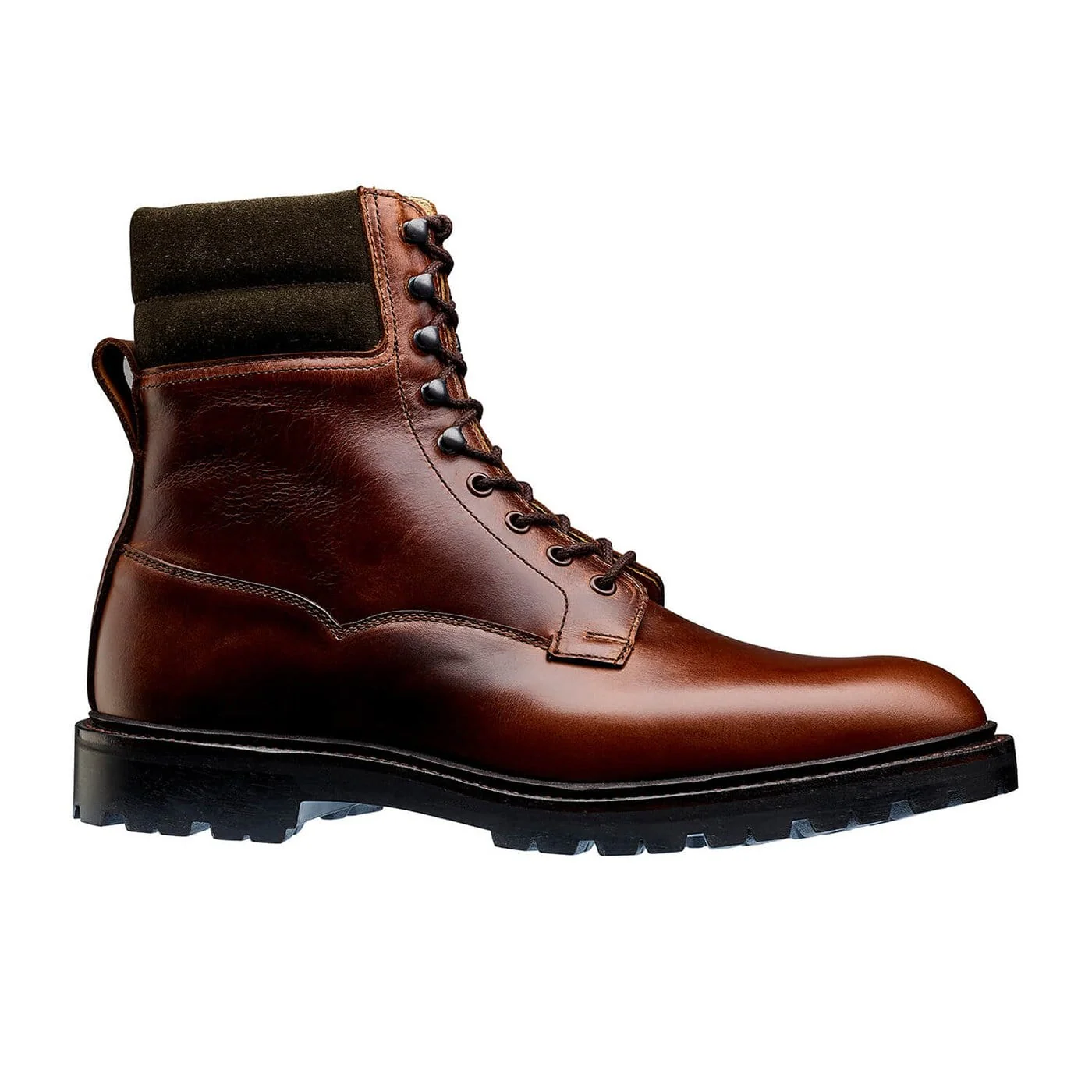 Ross Chocolate Hurricane Hide & Earth Green Suede Collar - Image 3