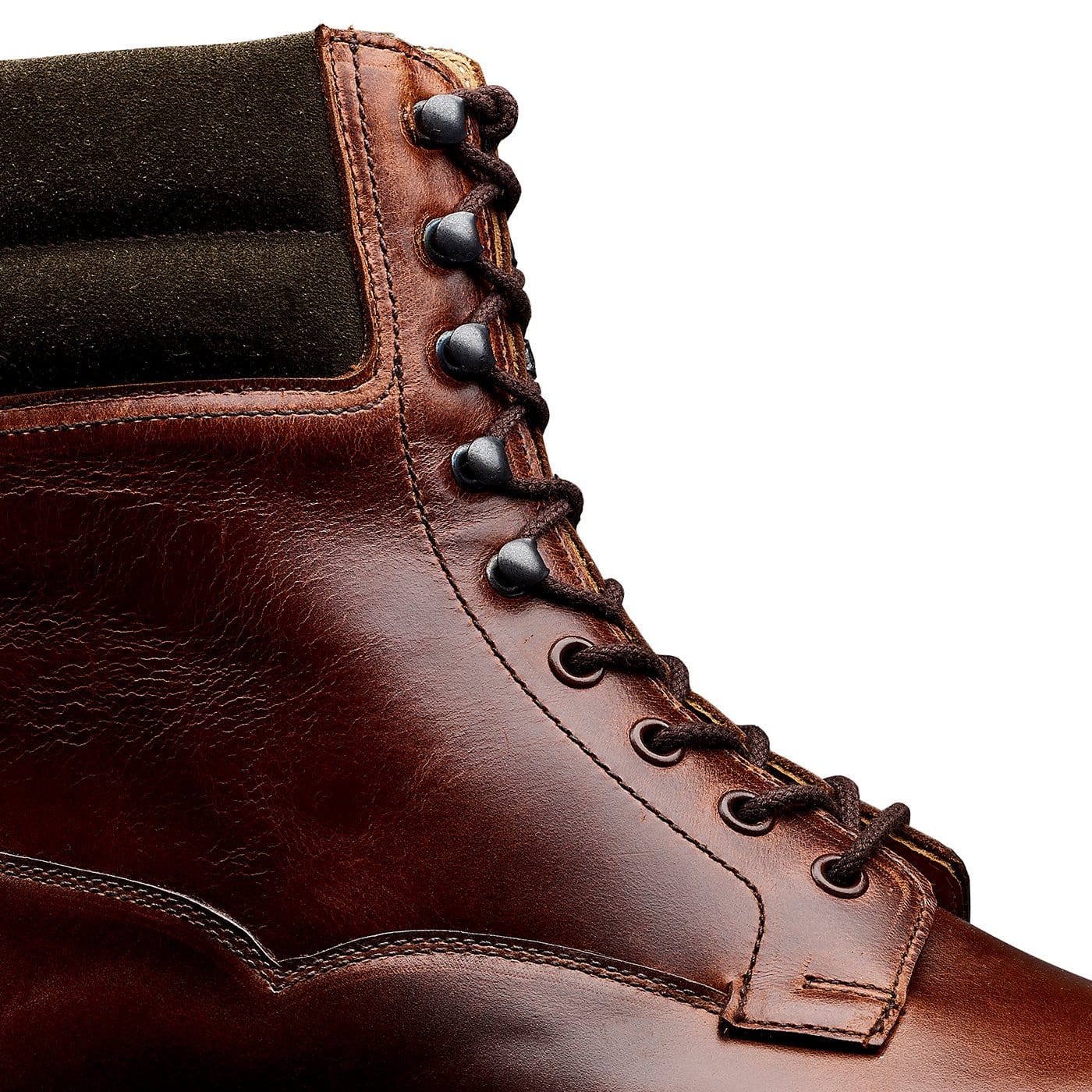 Ross Chocolate Hurricane Hide & Earth Green Suede Collar - Image 5