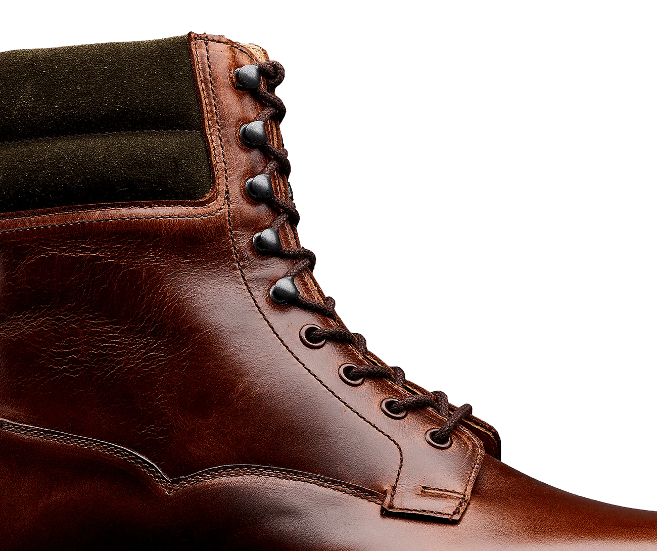 Ross Chocolate Hurricane Hide & Earth Green Suede Collar - Image 7