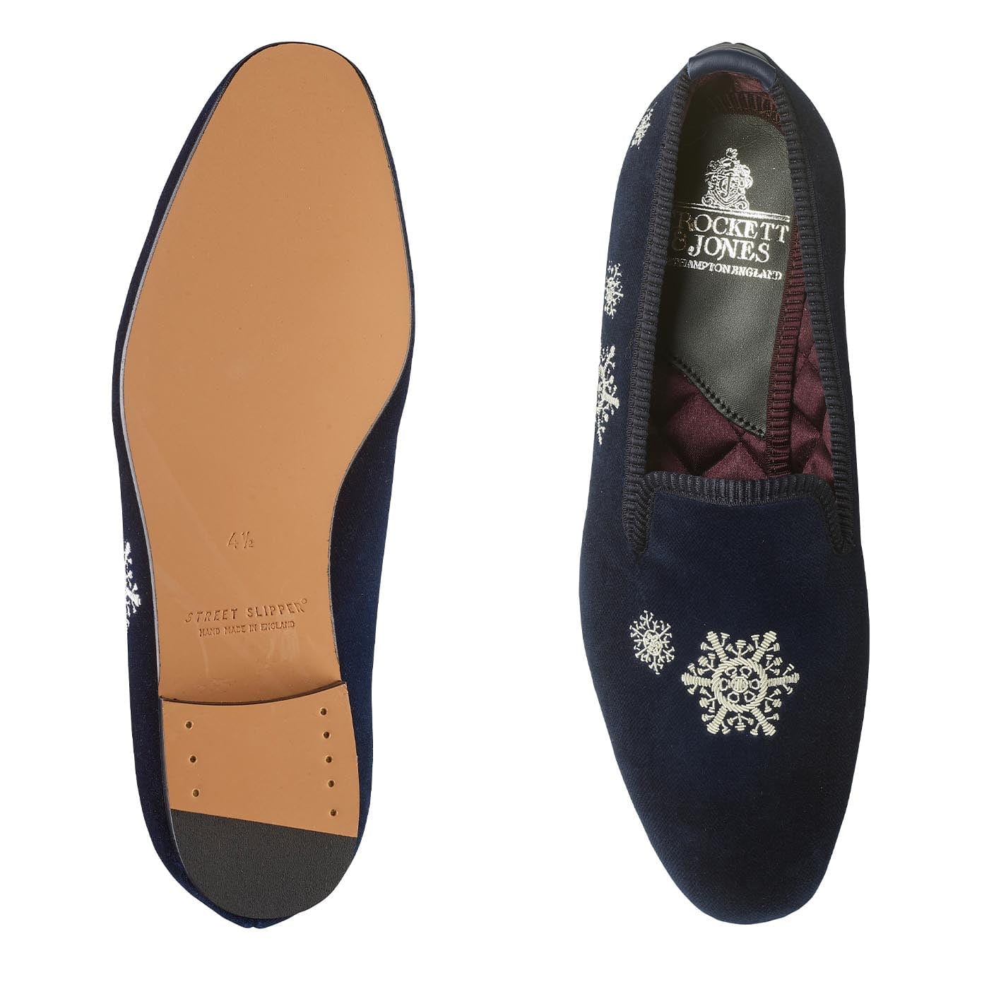 Snowflakes Navy Velvet - Image 2